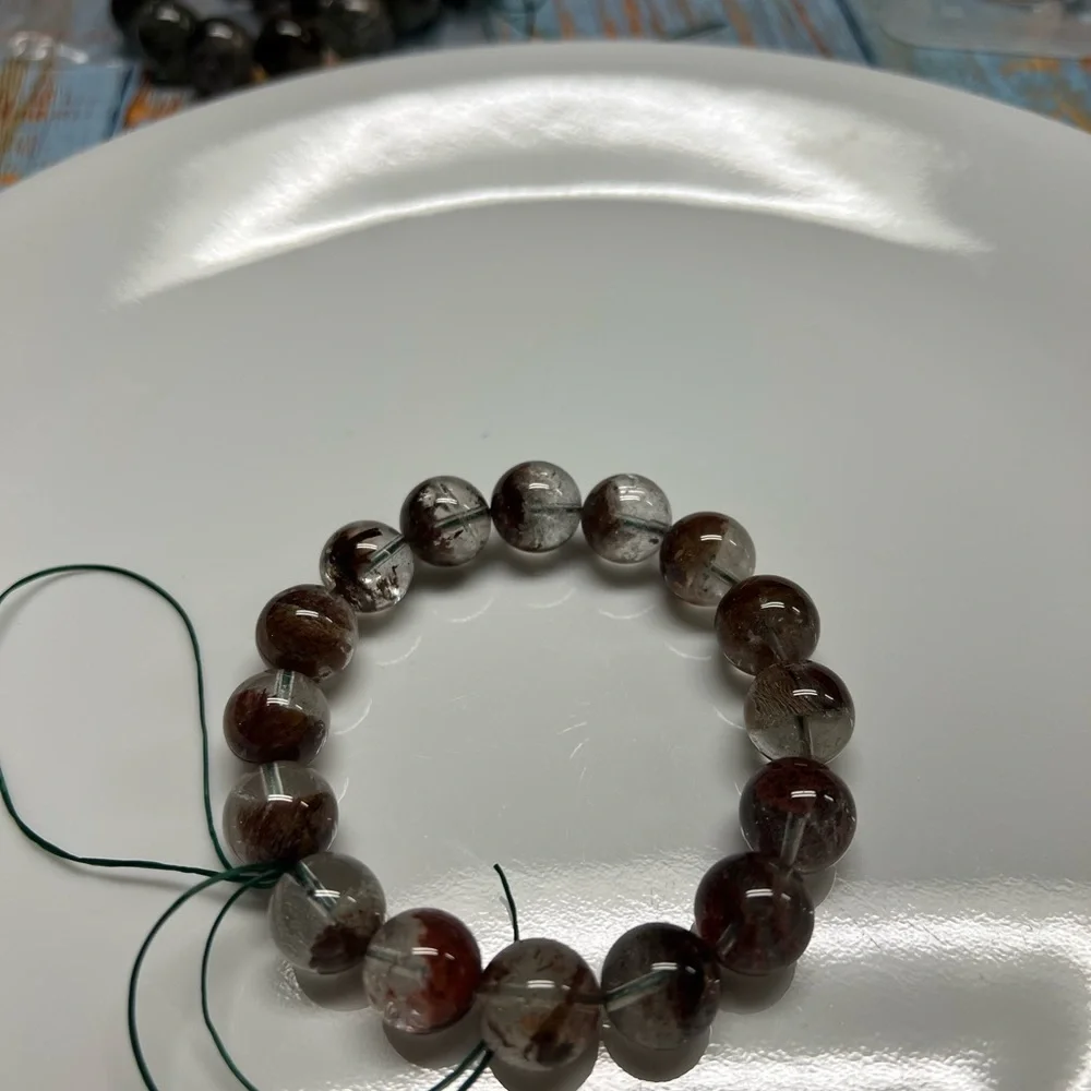 13mm Multi-color Phantom Quartz Beaded Bracelet - Picture 2 of 6